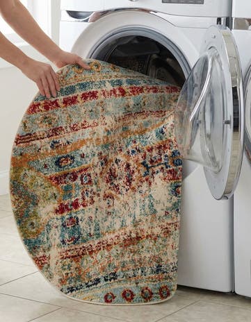 Blue Washable Mesa Round Rug