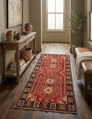3' 4 x 6' 7 Hand Knotted Kars Wool Runner Rug