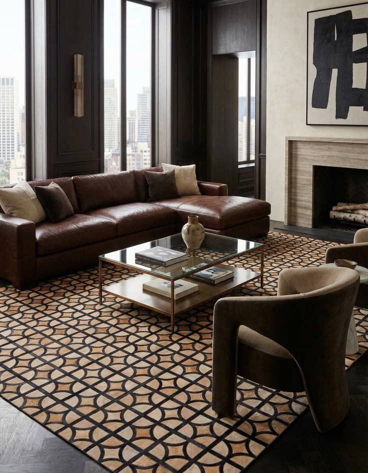 Detail image of 8' 1 x 10' 1 Cowhide Leather Rug