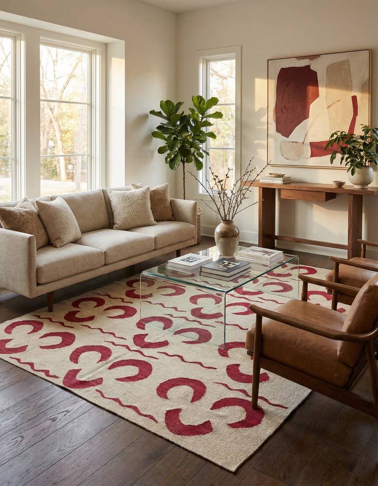 Detail image of  5' 1 x 6' 6  Hand Woven Kilim Modern Wool Rug