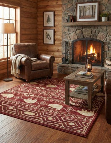 Red Pioneer Square Rug