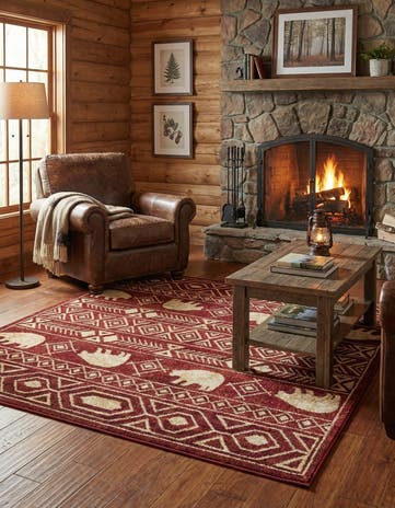 Red Pioneer Square Rug