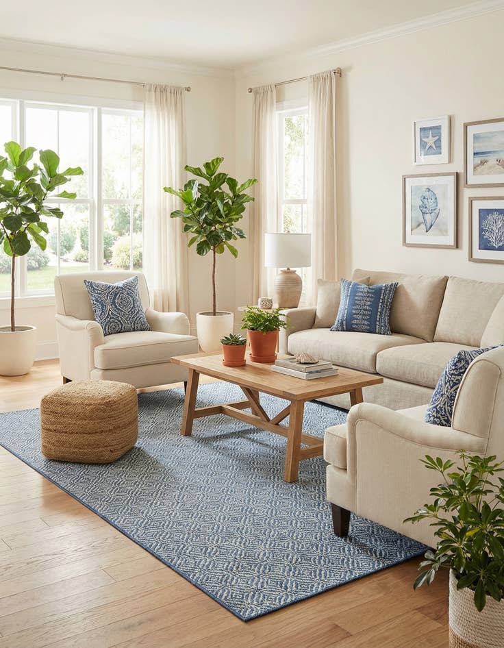 Detail image of 7' 10 x 11' Easy-Clean Trellis Indoor / Outdoor Rug