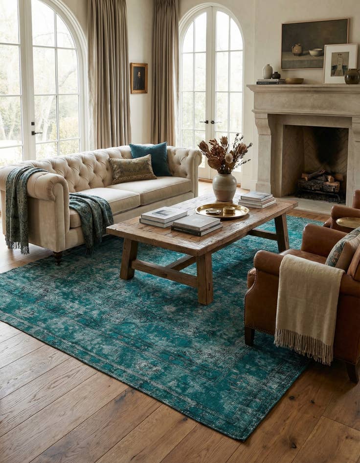 Detail image of 6' 10 x 9' 8  Hand Knotted Ultra Vintage Persian Wool Rug