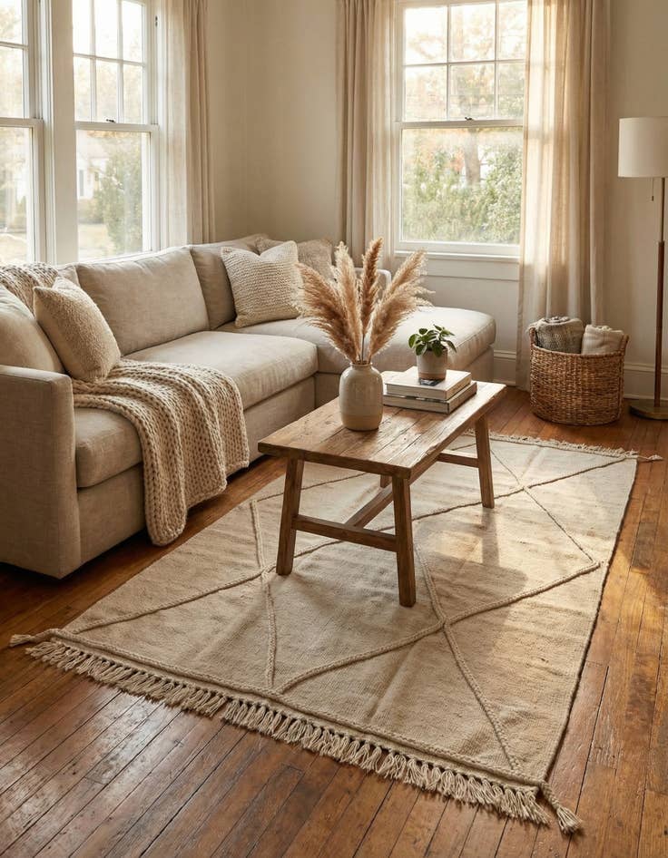 Detail image of 4' 4 x 6' 1  Hand Knotted Moroccan Wool Rug