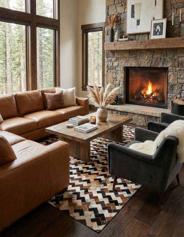 Detail image of 5' 1 x 8' Cowhide Stocks Rug