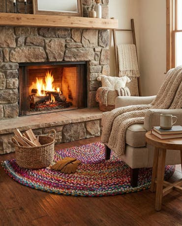  3' 1 x 6' 1  Hand Braided Chindi Hearth Rug