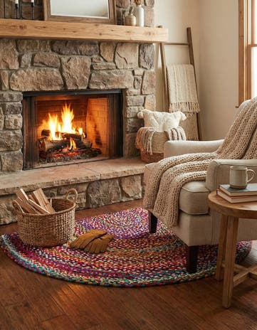 Handmade Braided Chindi Hearth Rug