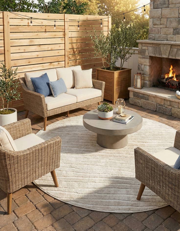 Detail image of 8' x 8'  Washable Sabrina Soto Ola Indoor / Outdoor Round Rug