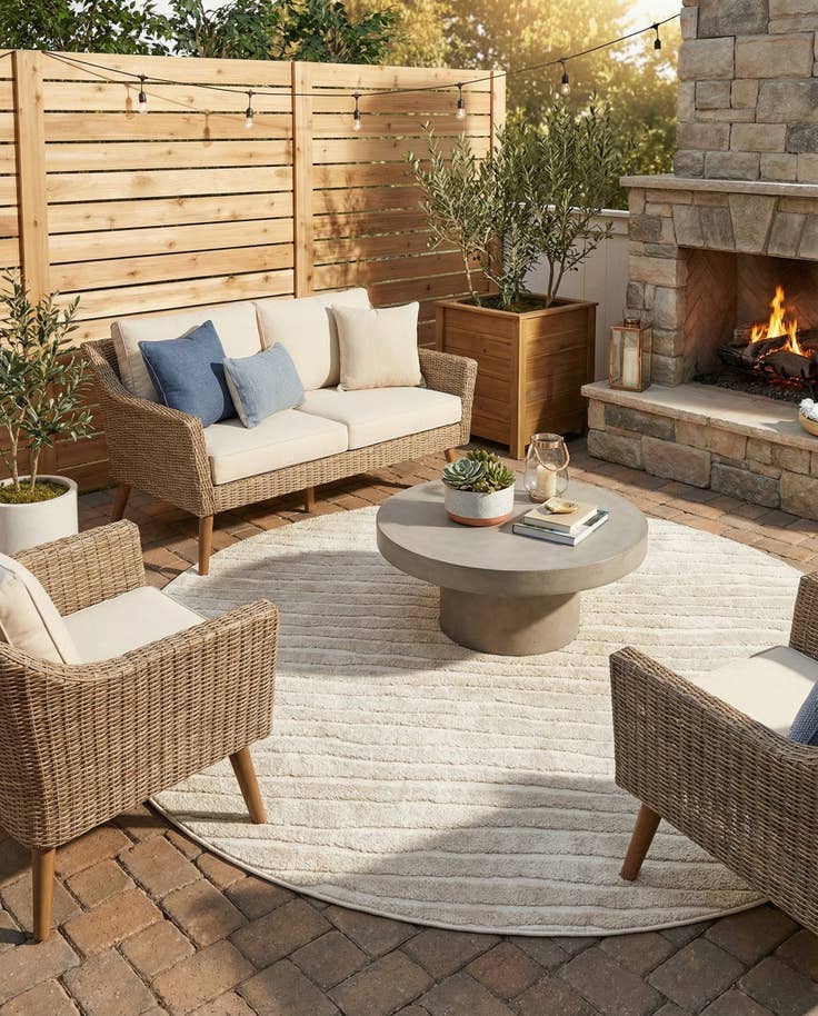 Detail image of 8' x 8' Easy-Clean Sabrina Soto Ola Indoor / Outdoor Round Rug