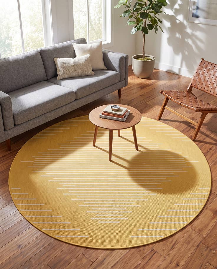 Detail image of 6' x 6' Easy-Clean Modern Indoor / Outdoor Round Rug