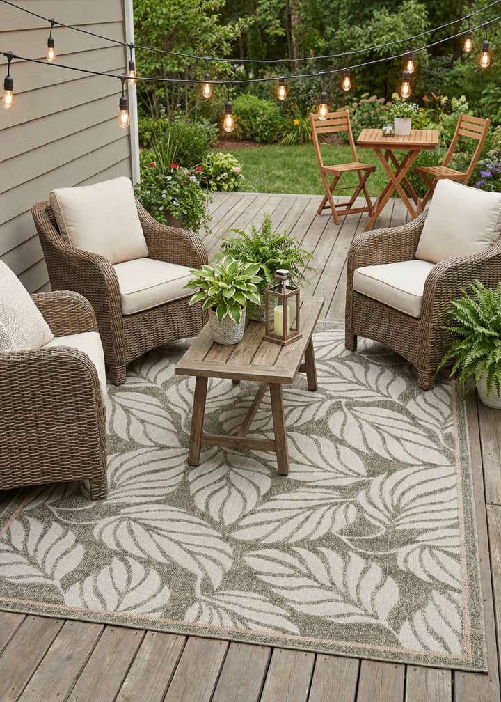 7' x 10' Easy-Clean Botanical Indoor / Outdoor Rug