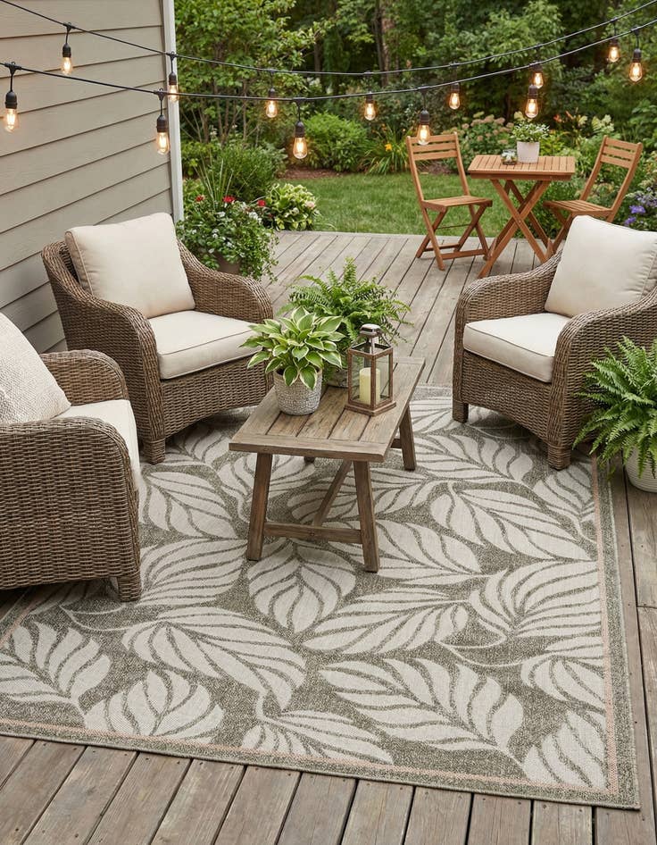 Detail image of  7' x 10'  Washable Botanical Indoor / Outdoor Rug