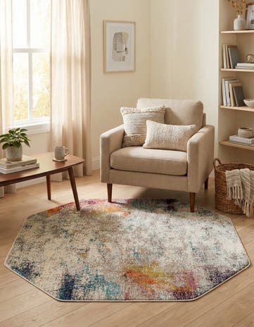 5' x 5' Washable Theia Octagon Rug