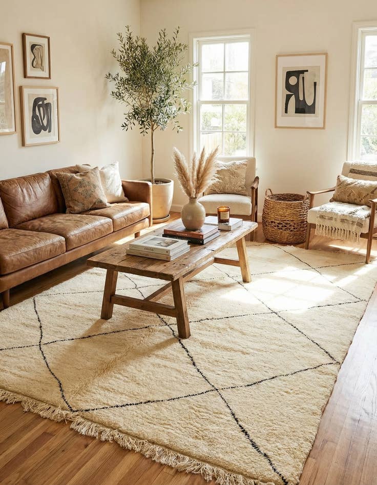 Detail image of  7' 2 x 9' 8  Hand Knotted Moroccan Wool Rug