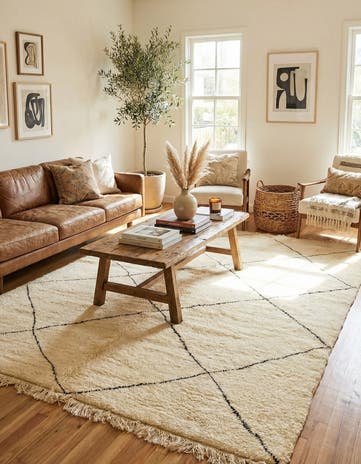 7' 2 x 9' 8 Hand Knotted Moroccan Wool Rug