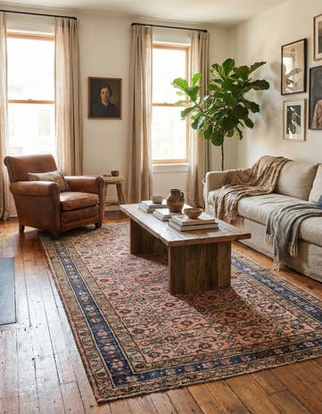 4' 4 x 9' 3 Hand Knotted Ultra Vintage Persian Wool Runner Rug