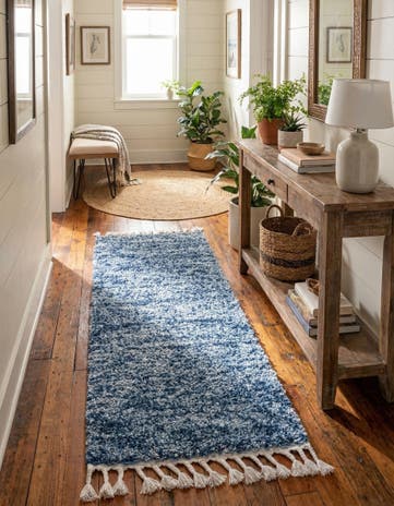Blue Athena Shag Runner Rug