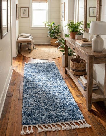 Blue Athena Shag Runner Rug