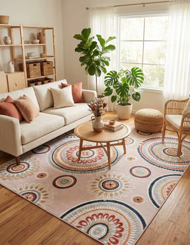 Detail image of 8' 2 x 10'  Washable Botanical Indoor / Outdoor Rug