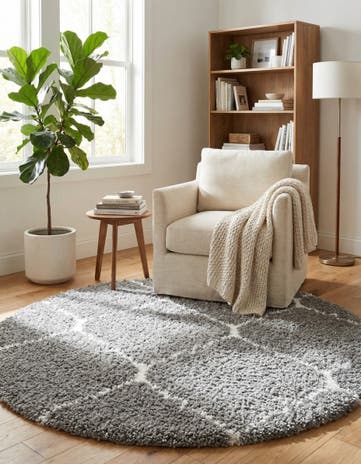 Gray Moroccan Shag Round Rug