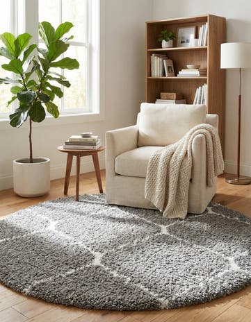 Gray Moroccan Shag Round Rug