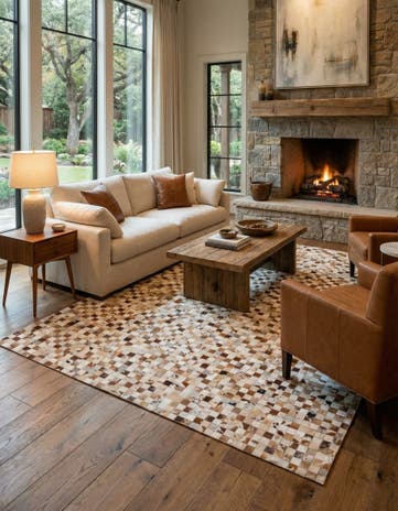 8' 1 x 10' Cowhide Leather Rug