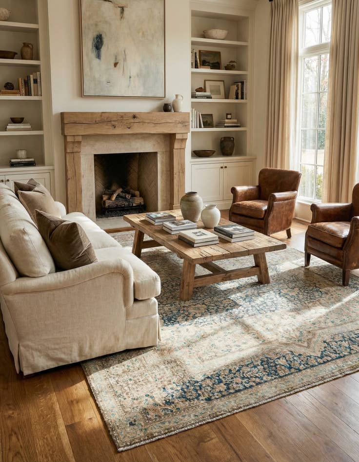 Detail image of 6' 4 x 9'  Hand Knotted Ultra Vintage Persian Wool Rug