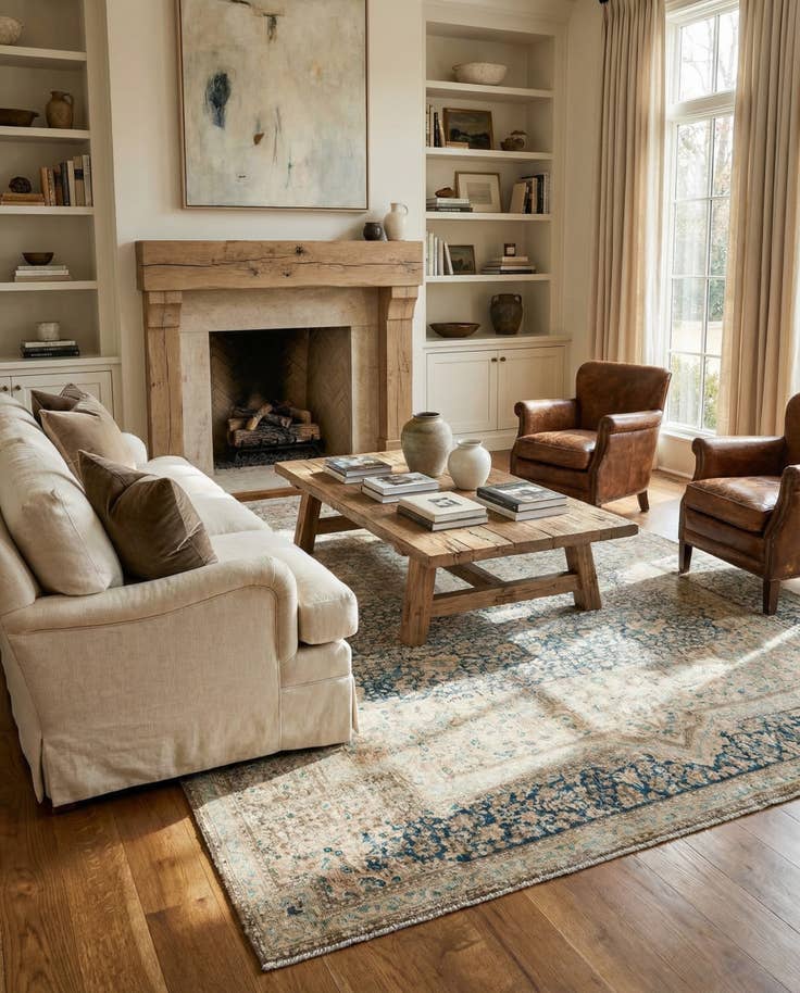 Detail image of 6' 4 x 9' Hand Knotted Ultra Vintage Persian Wool Rug