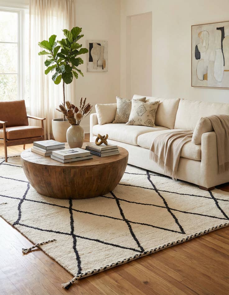 Detail image of 6' 2 x 8' 10 Hand Knotted Moroccan Wool Rug