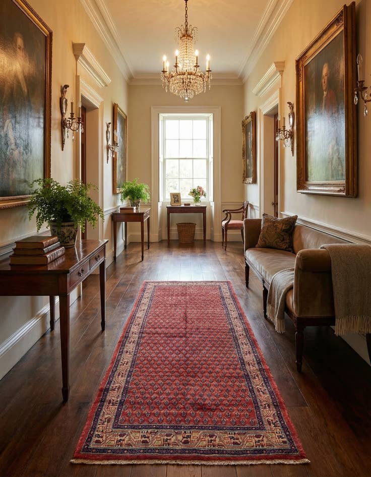 Detail image of 3' 10 x 10' 8  Hand Knotted Botemir Persian Wool Runner Rug