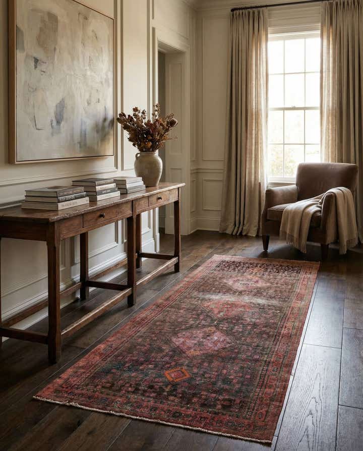 4' 6 x 12' 7 Hand Knotted Ultra Vintage Persian Wool Runner Rug