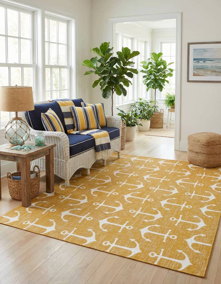 Detail image of 10' x 10'  Washable Coastal Indoor / Outdoor Square Rug