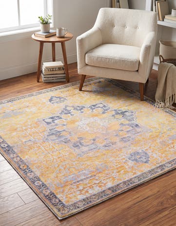 5' 3 x 5' 3 Washable Francesca Square Rug