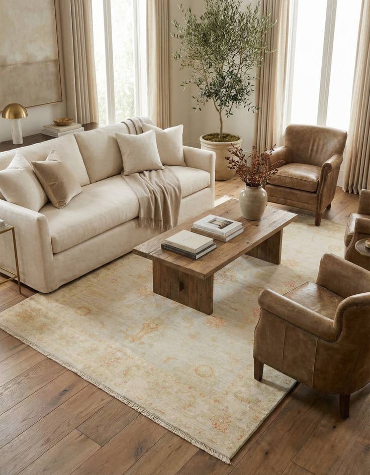 Detail image of 5' 3 x 8' 2  Hand Knotted Peshawar Ziegler Rug