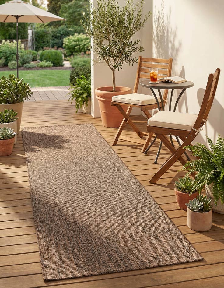 Detail image of  2' 7 x 10'  Washable Solid Indoor / Outdoor Runner Rug