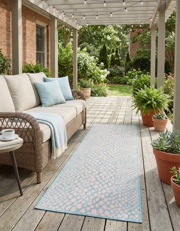 Pink and Aqua Easy-Clean Jill Zarin Cape Town Indoor / Outdoor Runner Rug