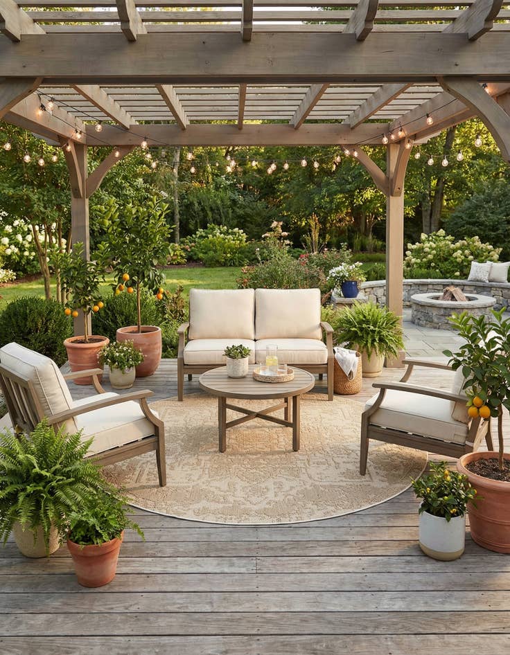 Detail image of 7' 10 x 7' 10 Easy-Clean Traditional Indoor / Outdoor Round Rug
