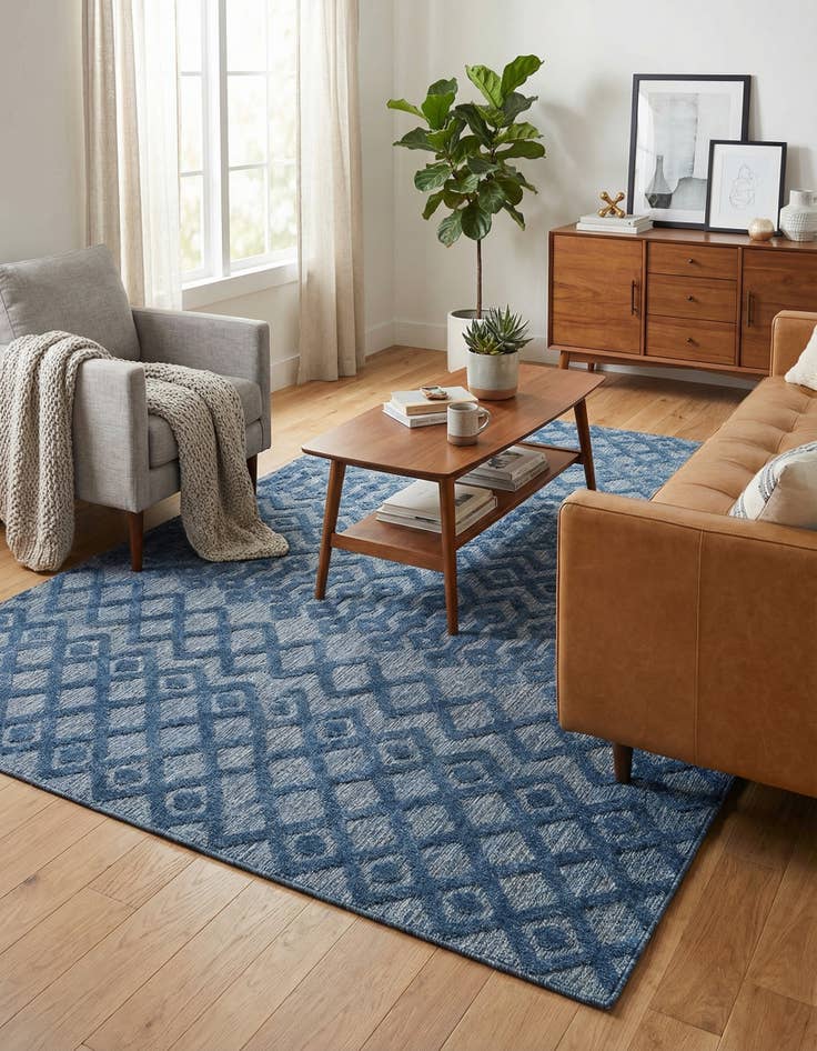Detail image of 6' x 9'  Washable Trellis Textured Indoor / Outdoor Rug