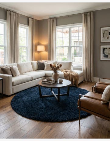 Cobalt Infinity Shag Round Rug