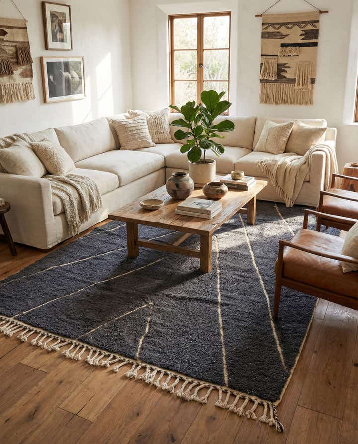 6' 9 x 9' 5 Hand Knotted Moroccan Wool Rug