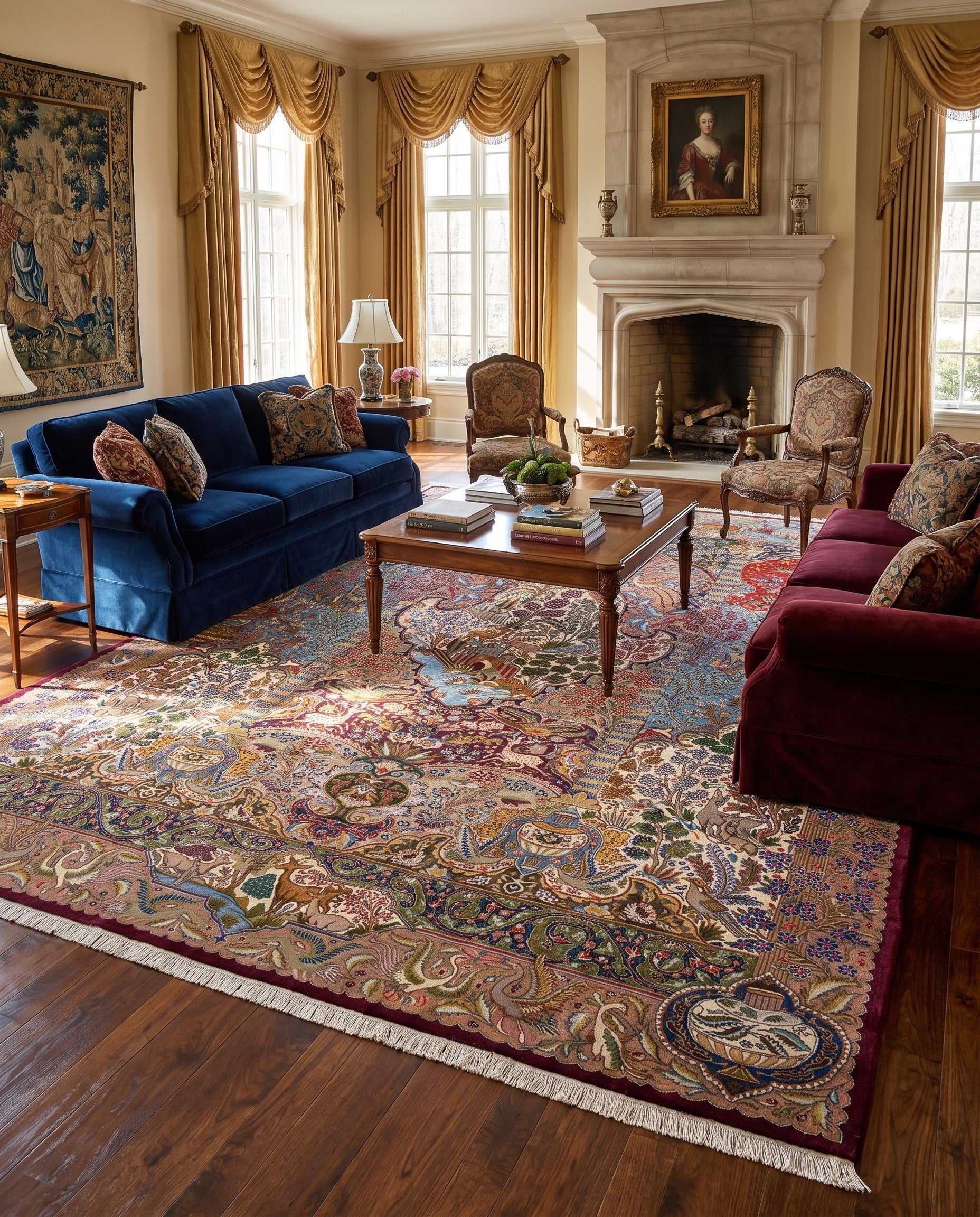 9' 11 x 12' 9 Hand Knotted Kashmar Persian Wool Rug