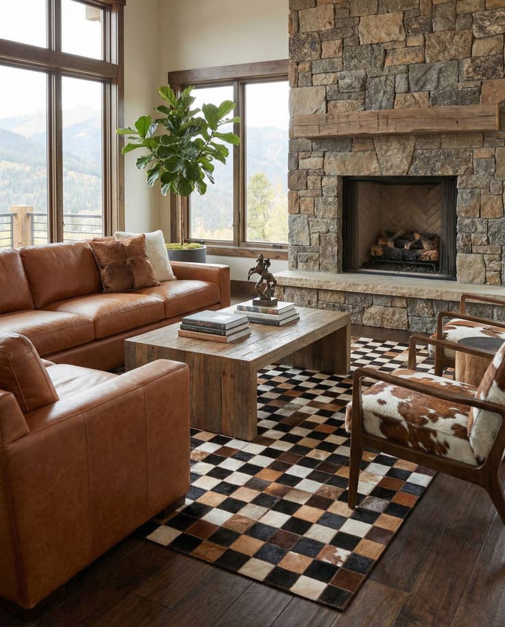 Detail image of 5' x 8' Cowhide Leather Rug