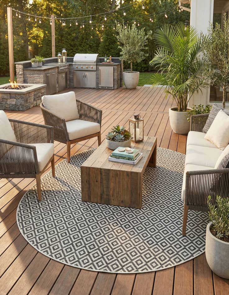 Detail image of  7' 10 x 10'  Washable Jill Zarin Costa Rica Indoor / Outdoor Oval Rug