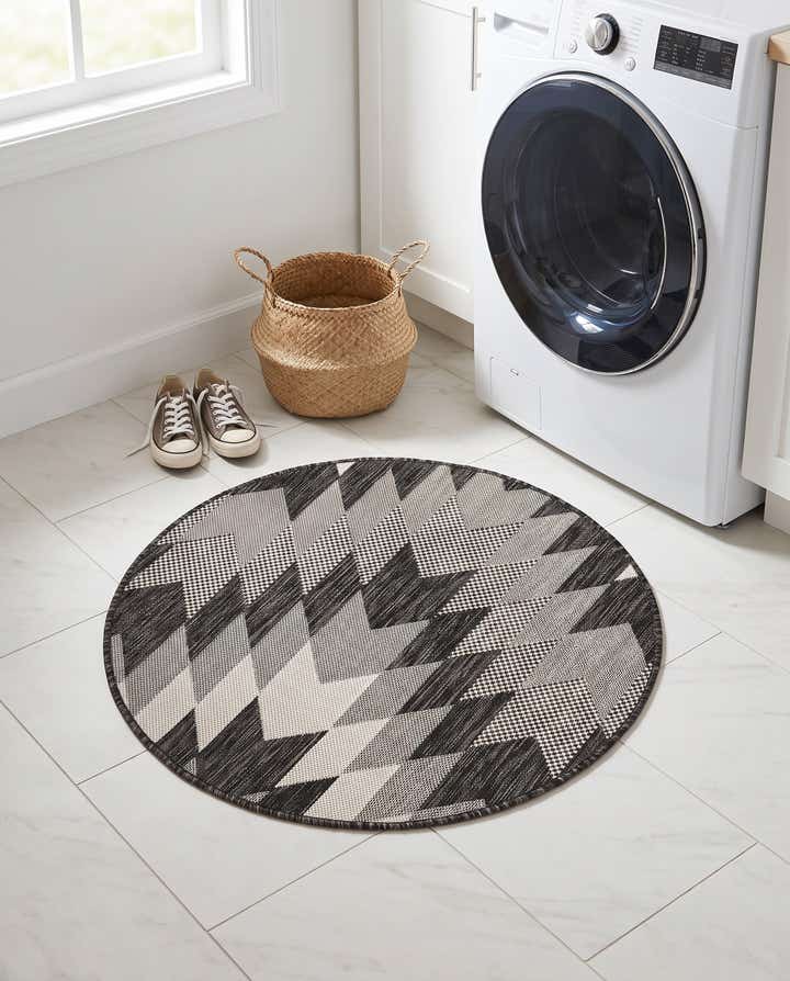 3' x 3' Easy-Clean Modern Indoor / Outdoor Round Rug