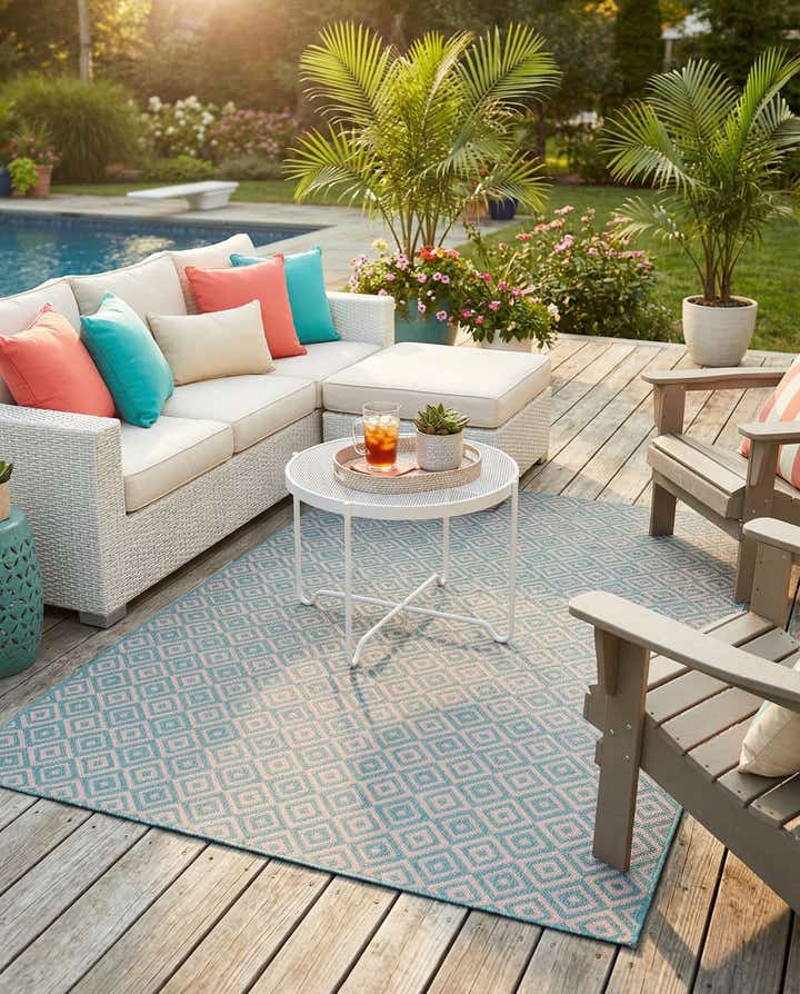 7' 10 x 7' 10 Easy-Clean Jill Zarin Costa Rica Indoor / Outdoor Square Rug
