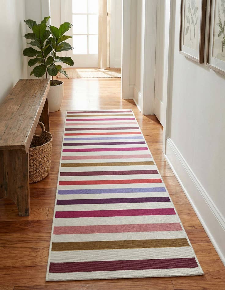 Detail image of 2' x 6' Easy-Clean Striped Indoor / Outdoor Runner Rug