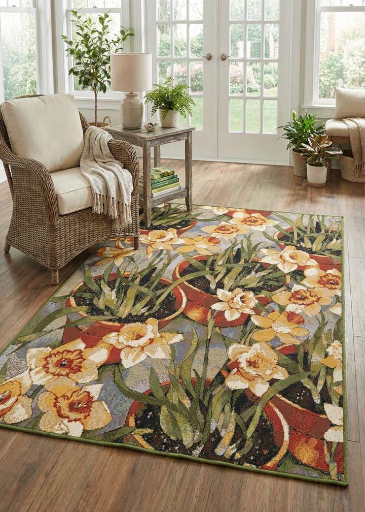 4' x 6' Easy-Clean Botanical Indoor / Outdoor Rug