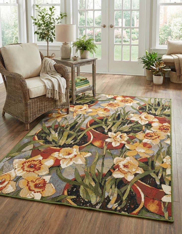 Detail image of 4' x 6' Easy-Clean Botanical Indoor / Outdoor Rug