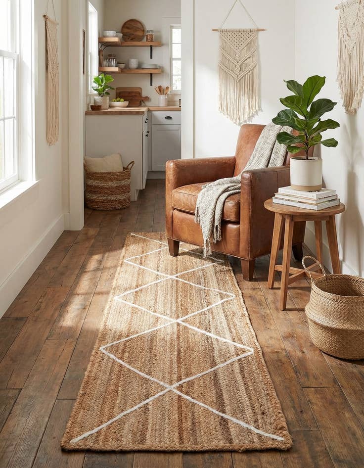 Detail image of  2' 2 x 8' 2  Hand Braided Jute Runner Rug